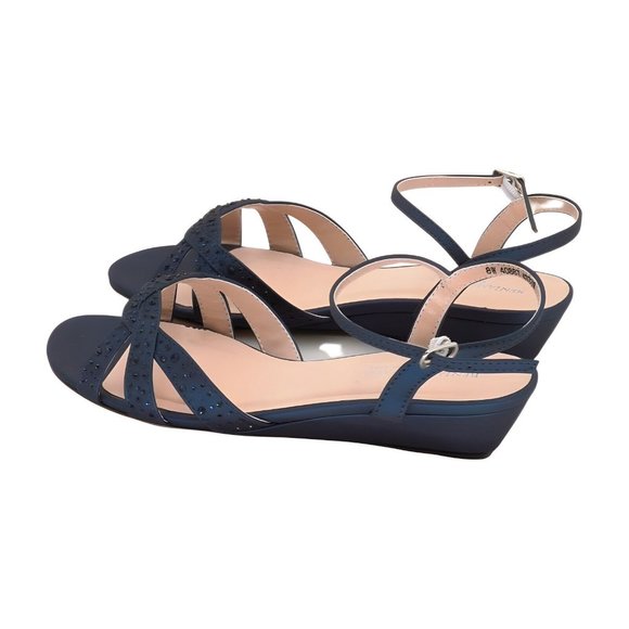 Touch Ups Womens Lena Wedge Sandal, Navy, Size 8 Wide - Picture 4 of 5